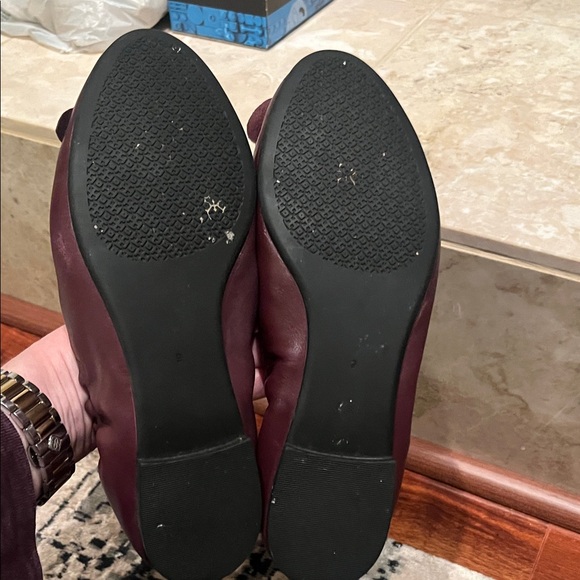 Tory Burch Burgundy Flats with Floral Accent - Picture 6 of 8